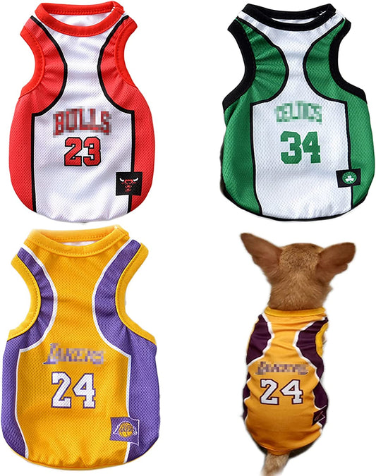 Adorable 3-Pack Dog Clothes for Small Dogs - Stylish Basketball Jerseys for Girls and Boys, Perfect for Chihuahuas, Yorkies, and Bulldogs!