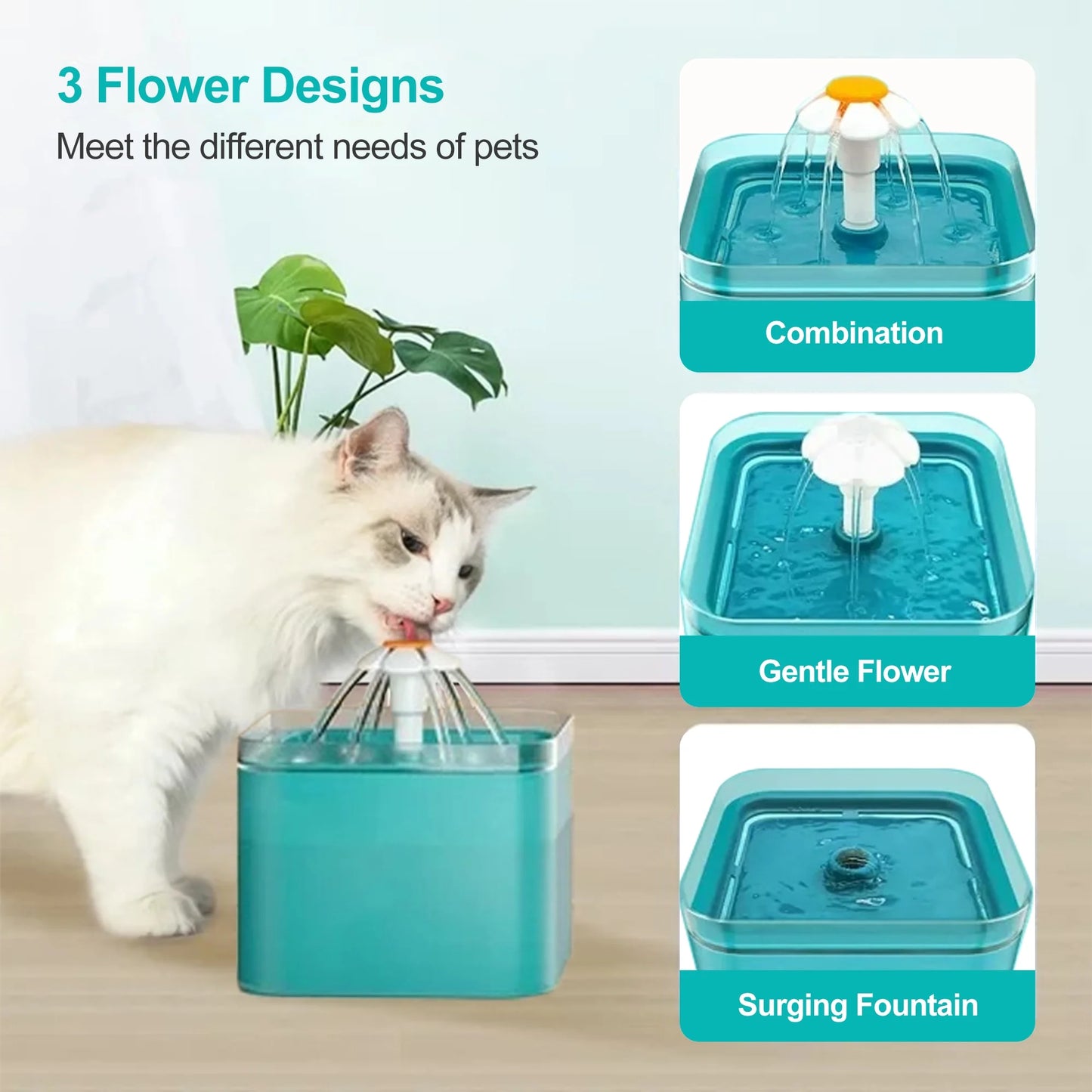 Automatic Cat Water Fountain - 67Oz/2L Ultra Silent Pet Water Dispenser for Cats and Small Dogs